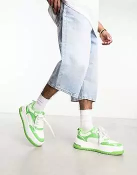 Массивные кроссовки ASOS DESIGN с зелеными лакированными вставками