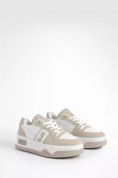 Массивные кроссовки Chunky Contrast Panel Trainers boohoo, бежевый