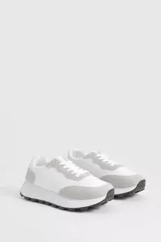 Массивные кроссовки Chunky Panel Detail Trainers boohoo, белый