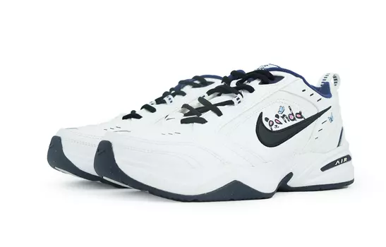 Кастомизированные кроссовки Nike Air Monarch 4 Unisex, черный/белый