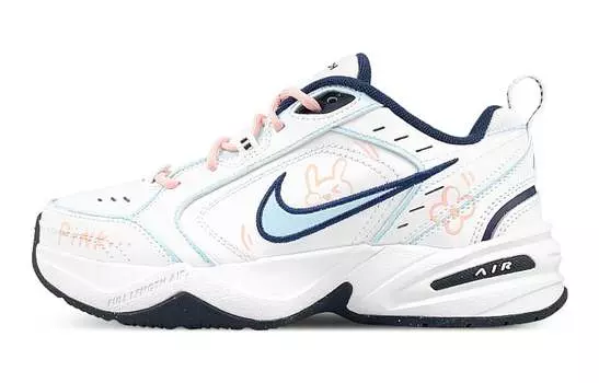 Кастомизированные кроссовки Nike Air Monarch 4 Slip-Resistant Low-Top Chunky Unisex белый/розовый/голубой
