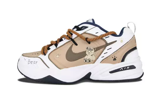 Кастомизированные кроссовки Nike Air Monarch 4 Unisex, коричневый/белый