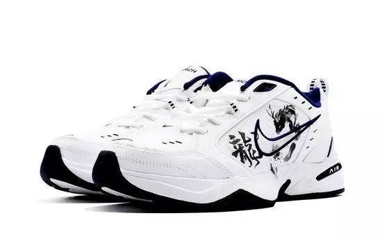 Кастомизированные кроссовки Nike Air Monarch 4 Unisex, синий/белый/черный