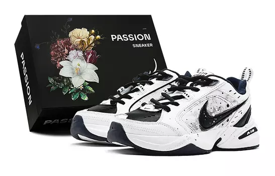 Кастомизированные кроссовки Nike Air Monarch 4 Chunky Unisex, черный/белый