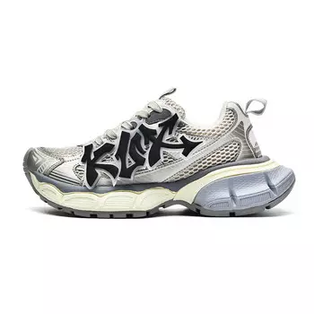 Массивные кроссовки унисекс с низким верхом серебристо-черный Kux