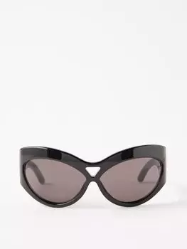 Массивные круглые солнцезащитные очки из ацетата Saint Laurent, черный