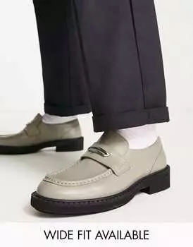 Массивные лоферы ASOS DESIGN из шалфейной кожи с черной контрастной подошвой