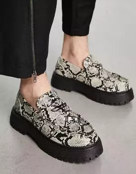 Массивные лоферы со змеиным принтом ASOS