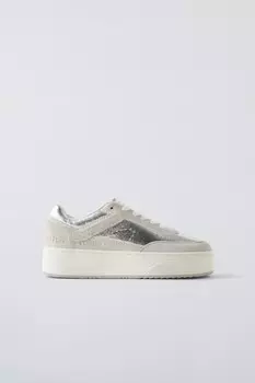 Массивные металлические кроссовки ZARA, серебряный