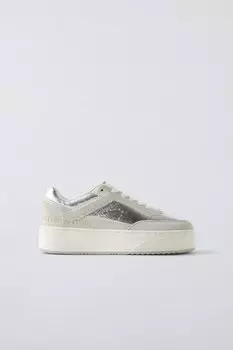 Массивные металлические кроссовки ZARA, серебряный