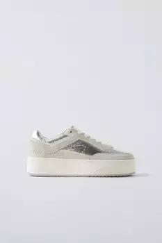 Массивные металлические кроссовки ZARA, серебряный