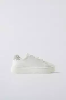 Массивные минималистские кроссовки на шнуровке ZARA, белый