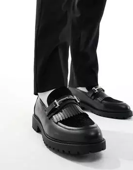 Массивные мокасины черного цвета с искусственным мехом ASOS DESIGN