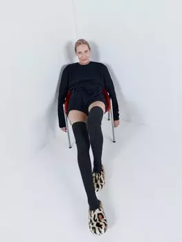 Массивные носки выше колена из смесовой шерсти Raey, черный