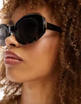 Массивные овальные солнцезащитные очки ASOS Design черного цвета с эффектом выцветания черепахового цвета