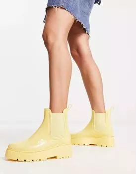 Массивные резиновые сапоги челси ASOS Gadget пастельно-желтого цвета