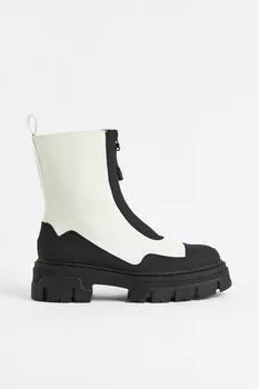 Массивные сапоги с молнией спереди H&amp;M, белый черный