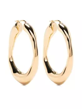 Массивные серьги-кольца с логотипом Jil Sander, золотой