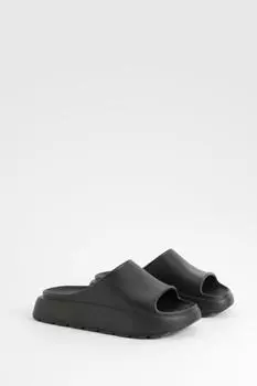 Массивные шлепанцы boohoo, черный