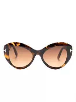 Массивные солнцезащитные очки черепаховой расцветки TOM FORD Eyewear, коричневый