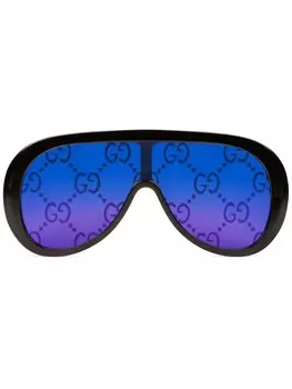 Массивные солнцезащитные очки-маска Gucci Eyewear, коричневый