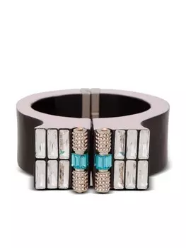 Массивный браслет со стразами Balmain, черный