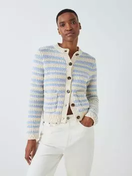 Массивный кардиган в полоску с Tuck Stitch John Lewis, желтый/синий