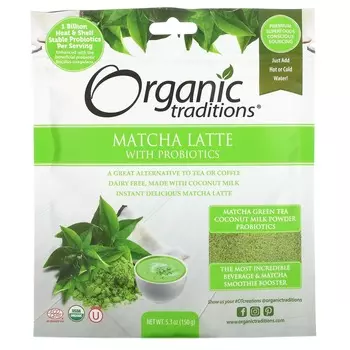 Матча Латте Organic Traditions с пробиотиками, 150 г