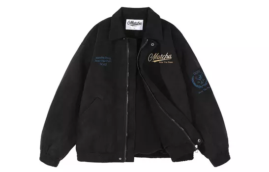 MATCHA STORY Бархатная куртка унисекс, Черный (утолщенный)