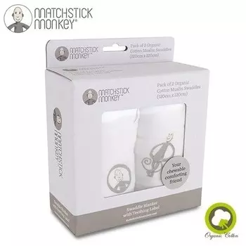 Matchstick Monkey, Пеленка из органического хлопка с прорезывателем, 2 шт.