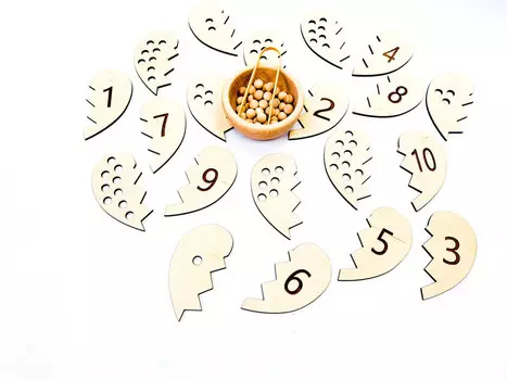 Математические сердечки, изучение математики, счет, моторика, мячики, щипцы. Inna marka