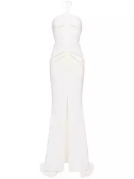 Maticevski макси-платье с вырезом халтер, белый
