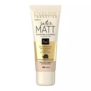 Матирующая и покрывающая основа для лица, № 104 Бежевый Eveline Cosmetics, Satin Matt