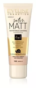 Матирующая основа с экстрактом слизи улитки Eveline Cosmetics Satin Matt, оттенок 102 Vanilla 30 мл