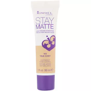 Матирующая тональная основа Rimmel London Stay Matte оттенок 103 слоновая кость, 30 мл