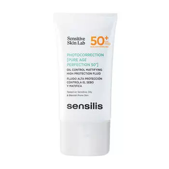 Матирующий флюид для лица, регулирующий секрецию кожного сала, с spf50+, 40 мл Sensilis Photocorrection [pure age]