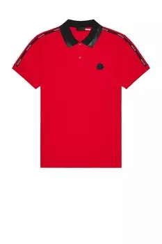 Матовая черная футболка-поло Moncler, красный