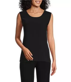 Матовая майка без рукавов из крепа Caroline Rose с овальным вырезом, черный