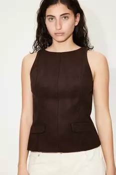 Матовая майка H&M, коричневый