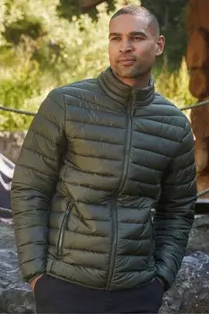 Матовая утепленная куртка с воротником стойкой Threadbare, хаки