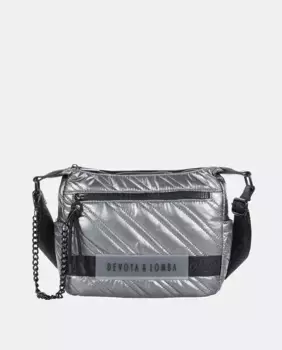 Матовая женская сумка через плечо свинцового цвета Devota & Lomba, серый