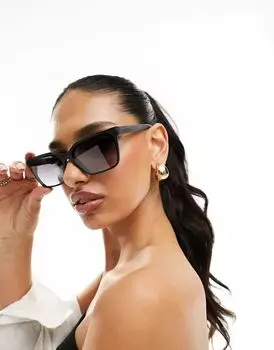 Матово-черные солнцезащитные очки прямоугольной формы с верхней полкой Quay Quay Australia