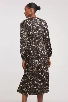 Матовое атласное чайное платье на пуговицах спереди Jd Williams, черный