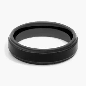 Матовое и полированное обручальное кольцо Comfort Fit из черного карбида вольфрама (6 мм) Blue Nile