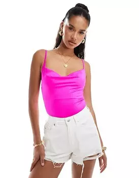 Матовое розовое боди ASOS DESIGN – с воротником-хомутом