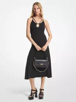 Матовое трикотажное платье-миди с вырезами Michael Kors, черный