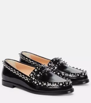 Матовые лоферы Mattia Spikes с шипами Christian Louboutin, черный