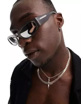 Матовые серые солнцезащитные очки-гонщики A.Kjaerbede Gust с серебряными линзами