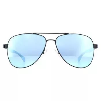 Матовые зеркальные солнцезащитные очки-авиаторы Hugo Boss, синий