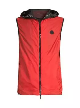 Матовый черный приталенный жилет Pakito Moncler, красный